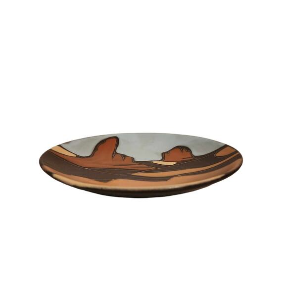 Tabletops Gallery Set 2 Navajo Hand Painted Sedona Red Rock Salad Plate & Bowl - Picture 4 of 5
